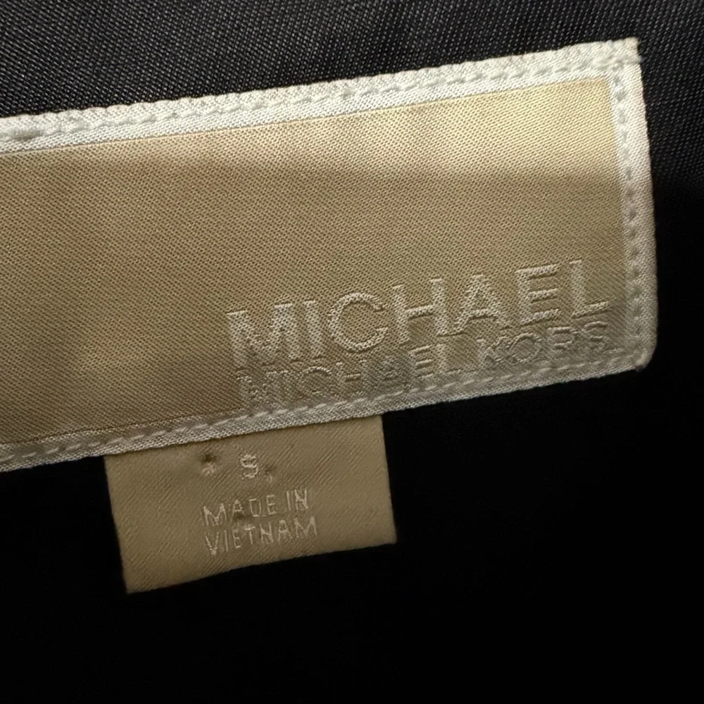 MICHAEL Michael Kors Black Trench Coat Size Small Gold Button Down Hooded - Picture 7 of 13